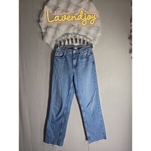 Zara 90s Mom Jeans Straight Leg Frayed Hem Relaxed Fit Womens Size 4 Casual